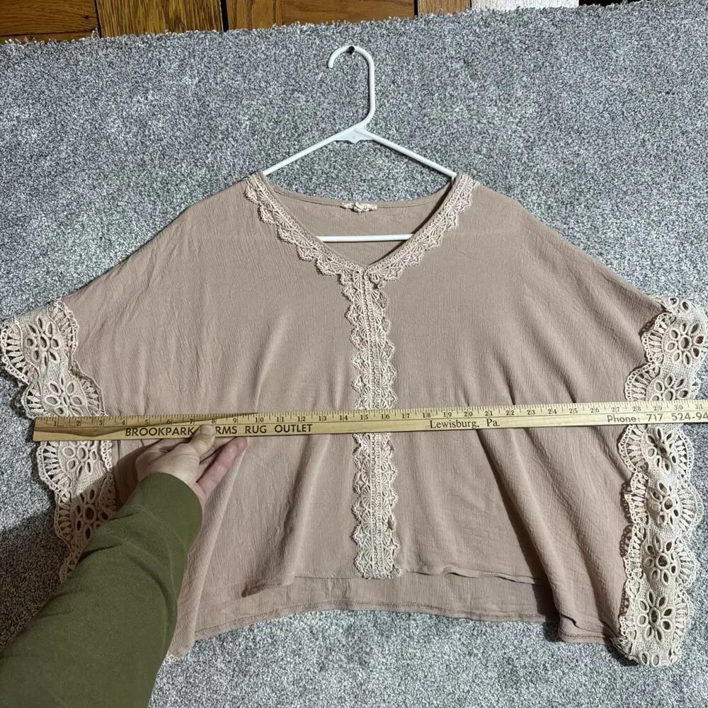 Crochet Trim Top Womens Medium Boho Cottagecore Feminine Boxy Ethereal Artisanal